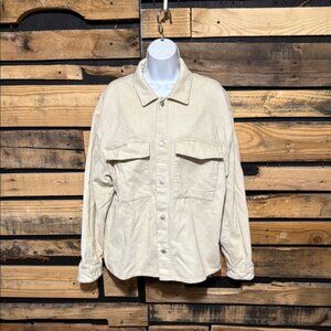 Abercrombie & Fitch Cream Corduroy Shirt Jacket Mens‎ Size Large NWT